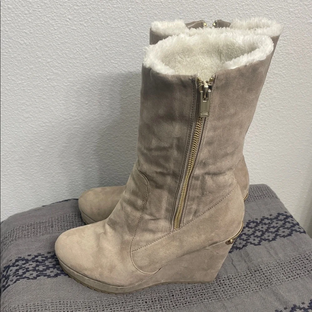 Juicy Couture Beige Wedge Boots